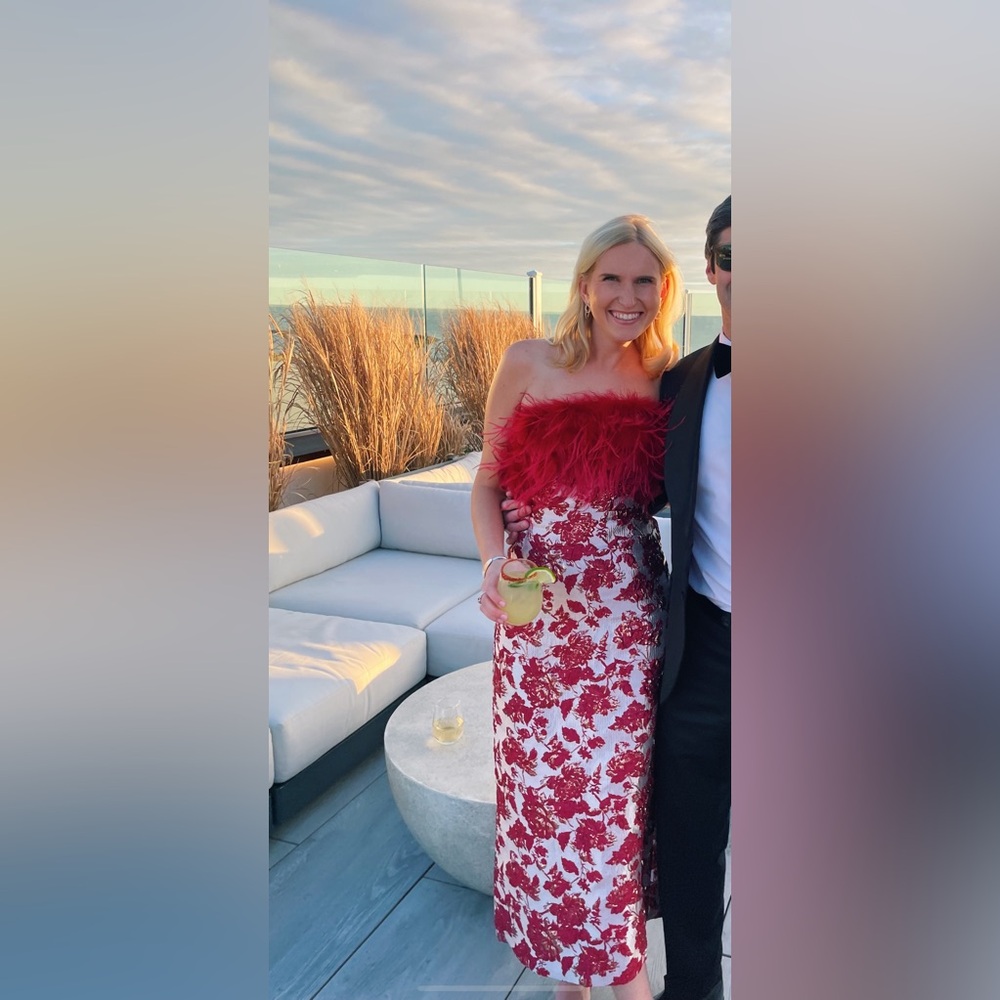 Tuckernuck Red feather Jaquard Reina Dress
